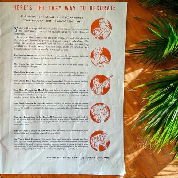 Vintage 1944 Dennison “Gay Decorations” Party Ideas Pamphlet – Retro Ephemera - Picture 6 of 13
